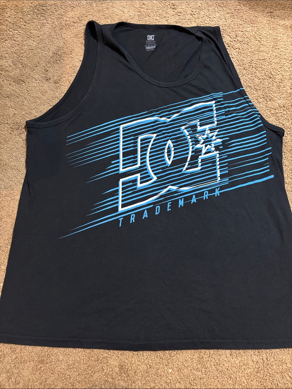 DC Black Tank Top with White Logo Print
